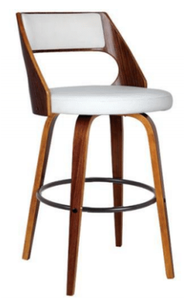 OSLO BENTWOOD (MODEL:14H) SWIVEL LEATHERETTE BAR STOOL - 72CM LEGS - WHITE / WALNUT