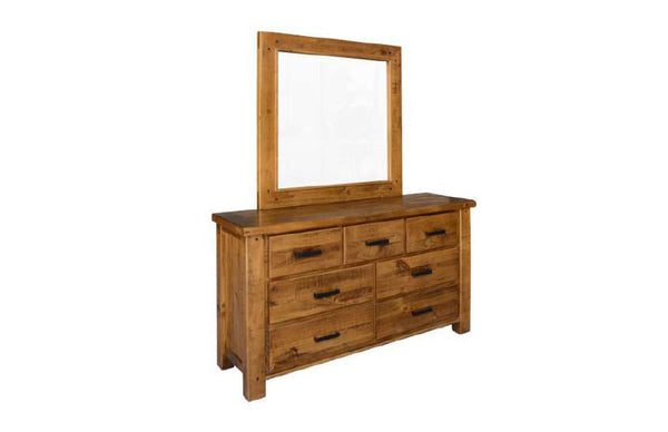 HOUSTON 7 DRAWER DRESSER WITH MIRROR - RUSTIC OAK
