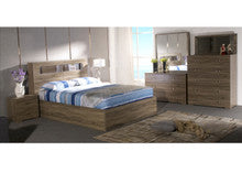 DALLAS KING 4 PIECE (TALLBOY) STORAGE FRONT GAS LIFT OR SIDE DRAWERS BED - GREY OAK