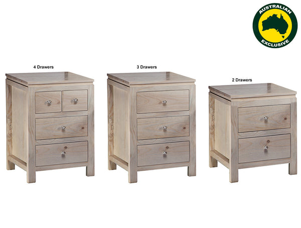 OZARK (AUSSIE MADE) BEDSIDE TABLE COLLECTION - ASSORTED STAINED COLOURS