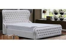 KING (SW8088) PAMILIA FABRIC UPHOLSTERED BED - LIGHT GREY