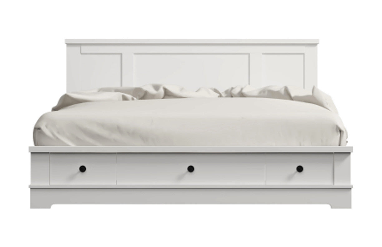 QUEEN PERNILLE BED FRAME WITH STORAGE DRAWERS - WHITE
