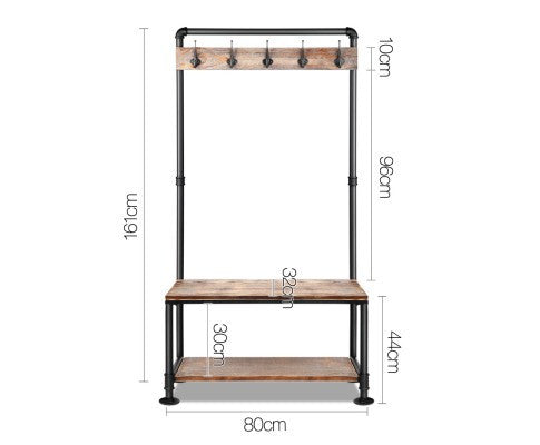 DIY RUSTIC SHOE RACK AND COAT HANGER - NATURAL / BLACK