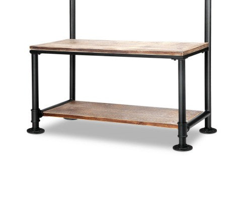 DIY RUSTIC SHOE RACK AND COAT HANGER - NATURAL / BLACK