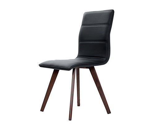 HALDEN (SET OF 2) LEATHERETTE HIGH BACK DINING CHAIR - BLACK