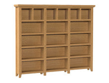 PRINCIPLE BOOKCASE - 1800(H) x 2700(W) x 330(D) - PIGEON PAIRED (3 SECTIONS) - TASSIE OAK COMBINATION - ASSORTED COLOURS