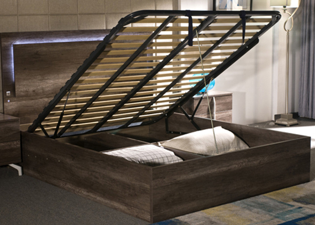 OLIVER KING 3 PIECE (BEDSIDE) STORAGE FRONT GAS LIFT OR 3 DRAWERS BED (SIDE/SIDE/FRONT) - VINTAGE OAK