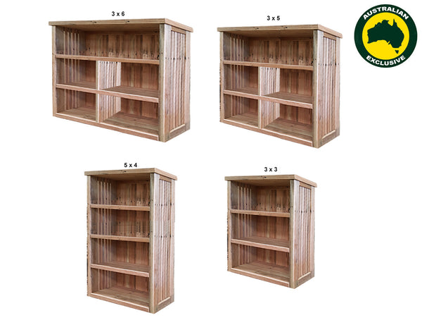 PALING (AUSSIE MADE) LOWLINE BOOKCASE COLLECTION - ASSORTED STAINED COLOURS
