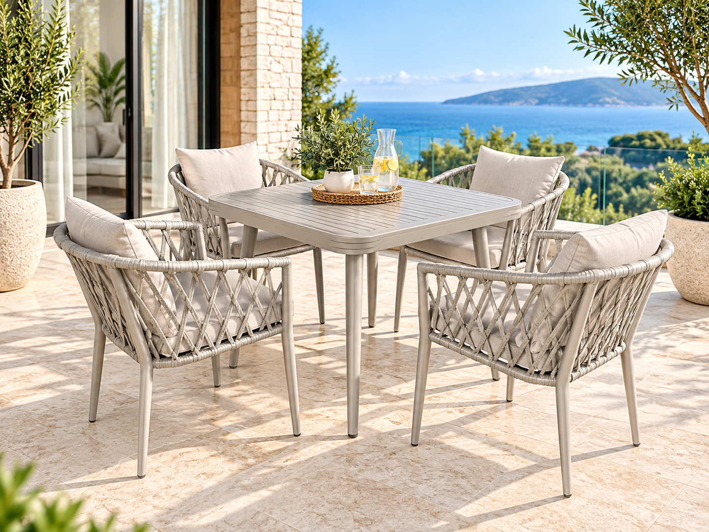 Prima 5-Piece Aluminium Outdoor Dining Setting – Premium Grey Finish
