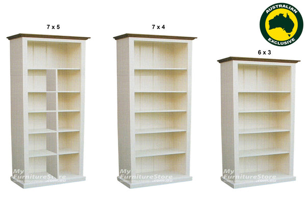 COLONIAL (AUSSIE MADE) HIGHLINE BOOKCASE COLLECTION - ASSORTED PAINTED COLOURS