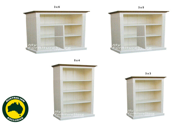 COLONIAL (AUSSIE MADE) LOWLINE BOOKCASE COLLECTION - ASSORTED PAINTED COLOURS