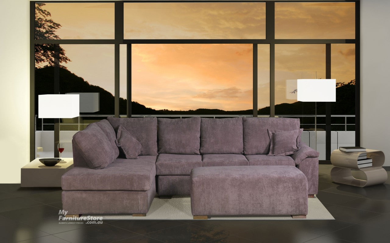 ROSEHILL (AUSSIE MADE) 3 SEATER CHAISE + OTTOMAN - ASSORTED COLOURS