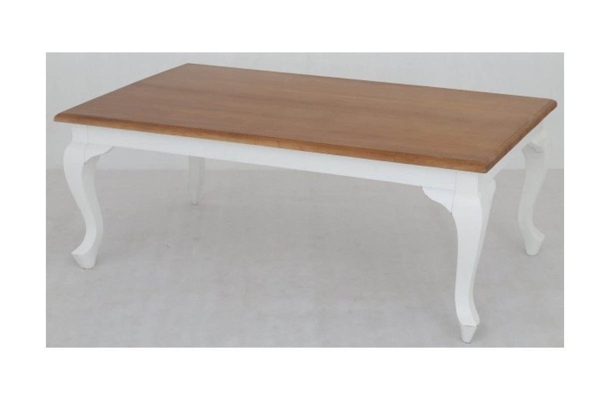 QUEEN ANN MAHOGANY COFFEE TABLE 1200(W) X 700(D) - WHITE / CARAMEL