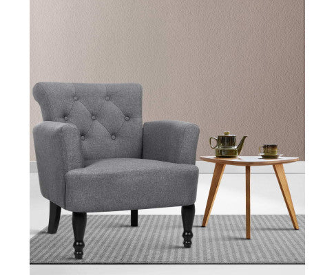 OPHELIA FABRIC LOUNGE ARMCHAIR - GREY