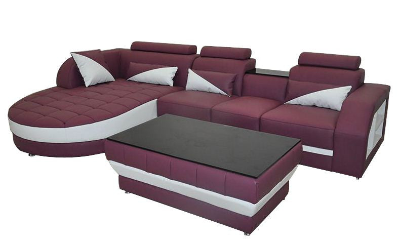 YORO (G8018C) CHAISE LOUNGE + COFFEE TABLE - CHOICE OF LEATHER AND ASSORTED COLOURS AVAILABLE