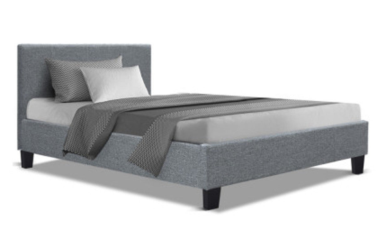KING SINGLE RAEMOND LINEN FABRIC BED - GREY