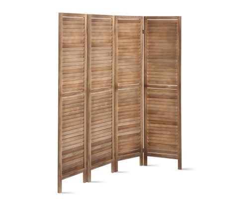 ROLLY ROOM DIVIDER PRIVACY SCREEN FOLDABLE 4 PARTITION STAND - BROWN