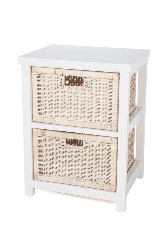 RATTAN STORAGE DRAWERS (RDB782N) WITH 2 DRAWERS - IVORY / NATURAL