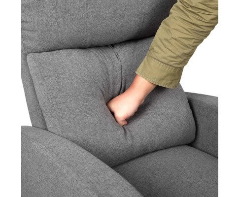 SARAH LINEN FABRIC RECLINER ARM CHAIR - SILVER GREY
