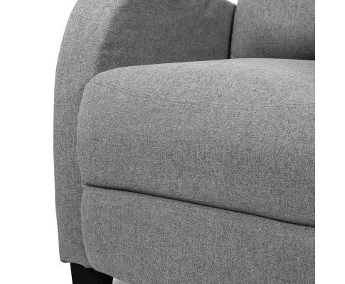SARAH LINEN FABRIC RECLINER ARM CHAIR - SILVER GREY