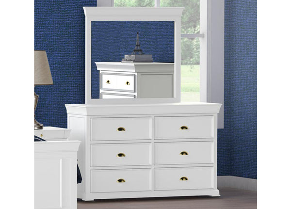 RIVERVIEW 6 DRAWER DRESSING TABLE WITH MIRROR - ASSORTED COLOURS