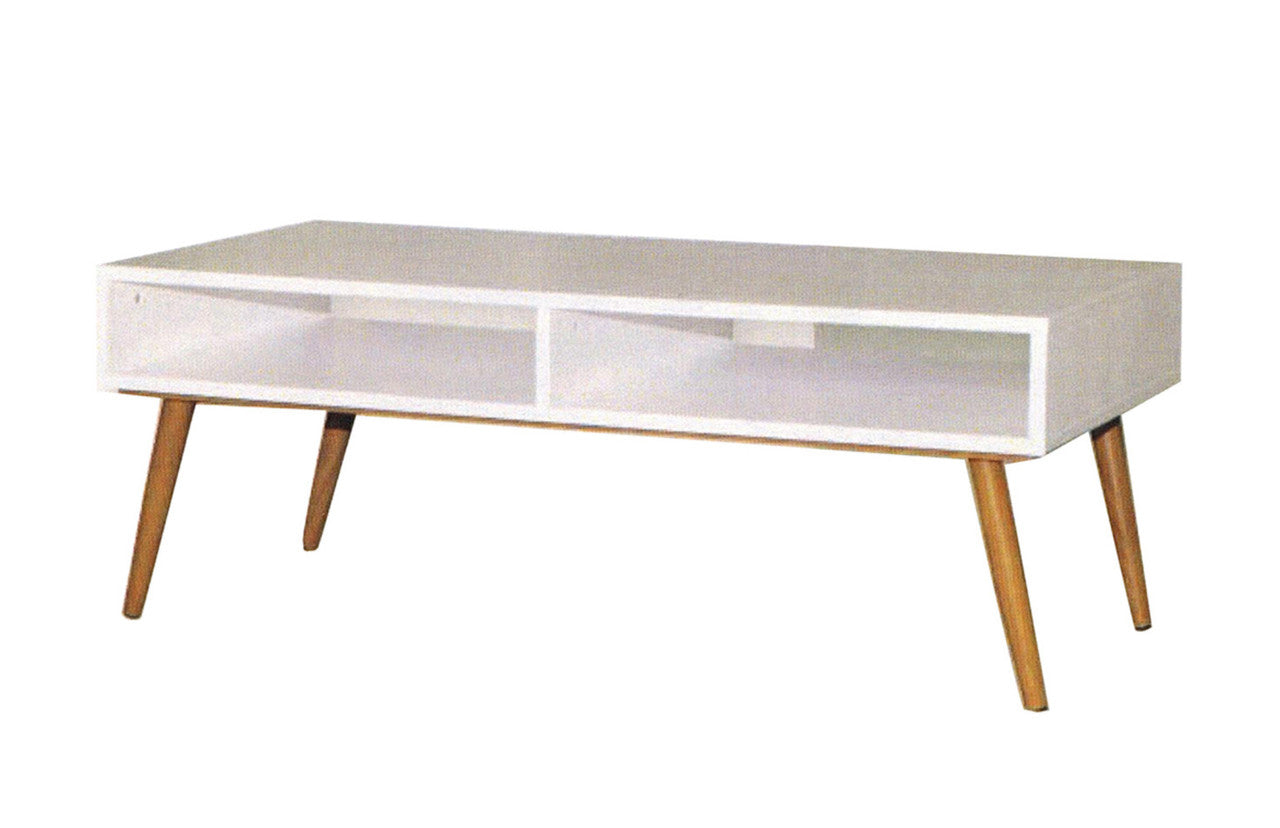 RETRO COFFEE TABLE WITH CONSOLES - 1200(W) X 600(D) - MATTE WHITE