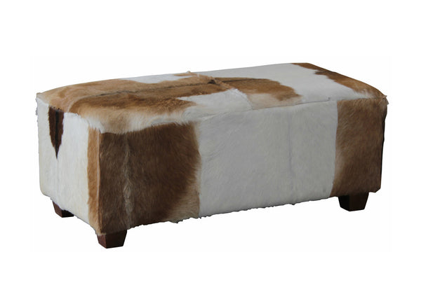 RHYNO GOAT HIDE UPHOLSTERED OTTOMAN - LARGE - 450(H) X 1090(W) -TORTOISESHELL