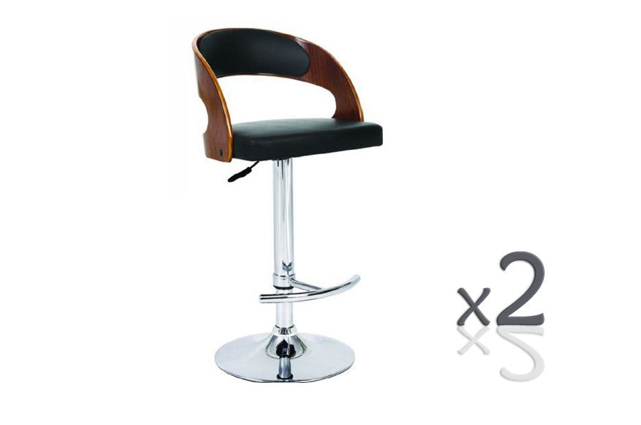 ROME GASLIFT BAR STOOL - SEAT: 900-1200(H) - (SET OF 2) - BLACK