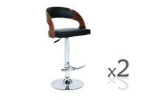 ROME GASLIFT BAR STOOL - SEAT: 900-1200(H) - (SET OF 2) - BLACK