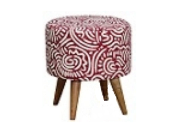 ROUND FABRIC OTTOMAN - 400(DIA) (MODEL:OT 80 43 RD) - 430(H) X 400(DIA) - RED
