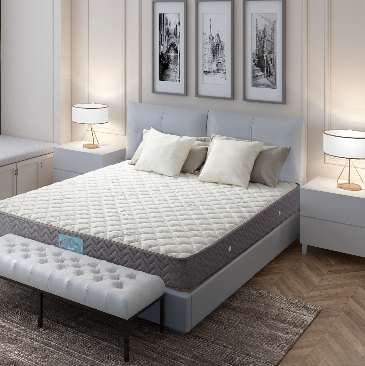 KING REST PEDIC BONNELL SPRING WITH NATURAL LATEX ENSEMBLE (MATTRESS & BASE) - SUPER FIRM