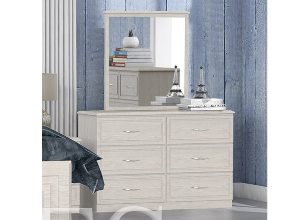 SAMIRA (AUSSIE MADE) 6 DRAWER DRESSING TABLE WITH MIRROR - ASSORTED COLOURS