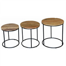 DAVID SET OF 3 ROUND LAMP TABLE 450(W) - NATURAL TEAK