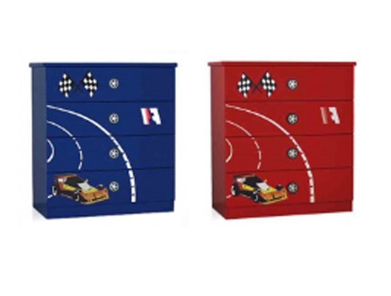 SENNA/RACER 4 DRAWER TALLBOY - RED OR BLUE