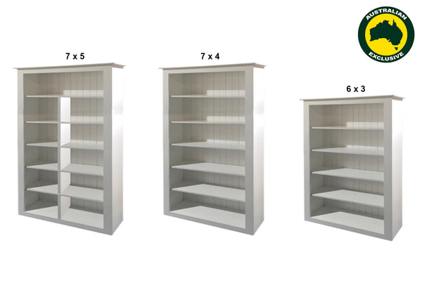 RETRO (AUSSIE MADE) STANDARD HIGHLINE WITH 70MM FACING BOOKCASE COLLECTION - ASSORTED PAINTED COLOURS