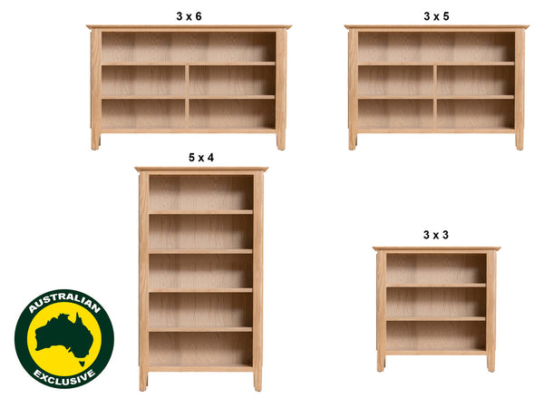 ROBINHOOD (AUSSIE MADE) LOWLINE BOOKCASE COLLECTION - ASSORTED STAINED COLOURS