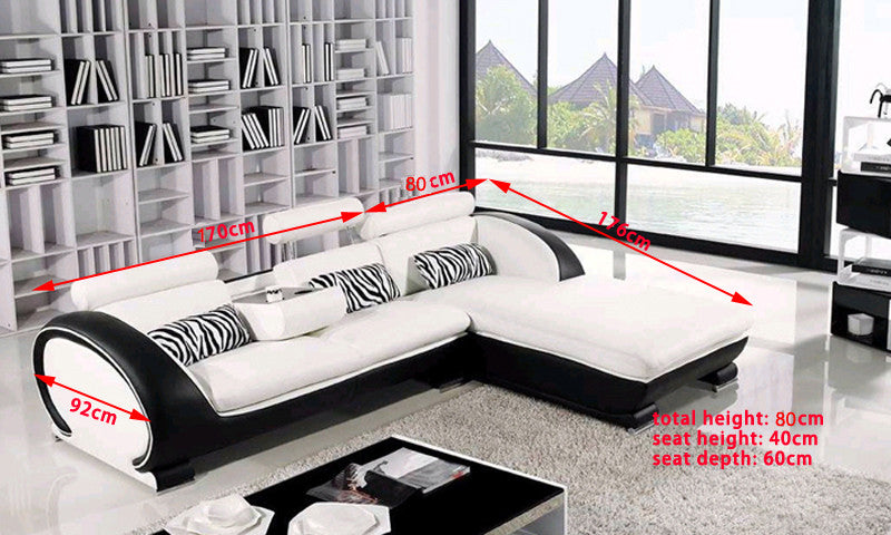 CAELAN 3 SEATER CHAISE LOUNGE SUITE( MODEL-S810C) IN TOP GRAIN LEATHER + PVC - ASSORTED COLOURS