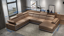 GIANNA 3R + 2R CHAISE LOUNGE SUITE( MODEL-S833) IN TOP GRAIN LEATHER + PVC - ASSORTED COLOURS