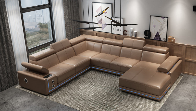 GIANNA 3R + 2R CHAISE LOUNGE SUITE( MODEL-S833) IN TOP GRAIN LEATHER + PVC - ASSORTED COLOURS