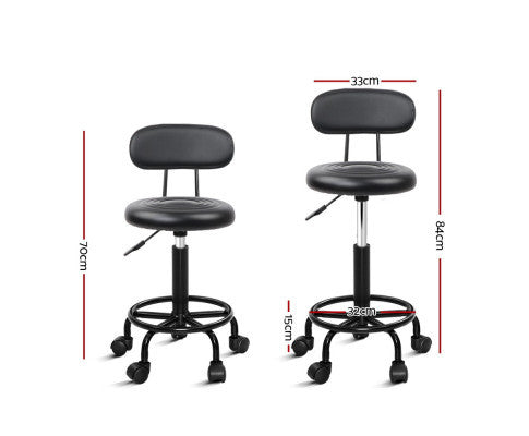 AYANA PU LEATHER ROUND SWIVEL CHAIR WITH BACKREST - BLACK