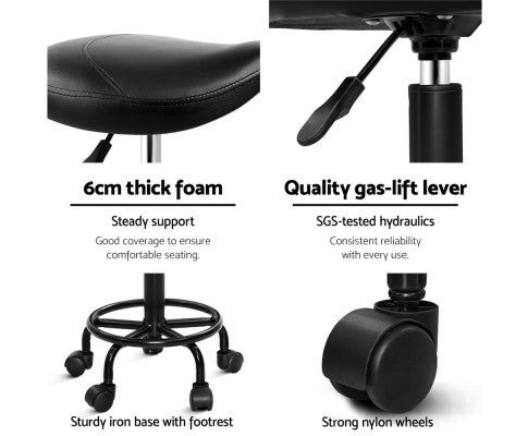 ANDERSEN PU LEATHER GAS LIFT SALON STOOL - BLACK