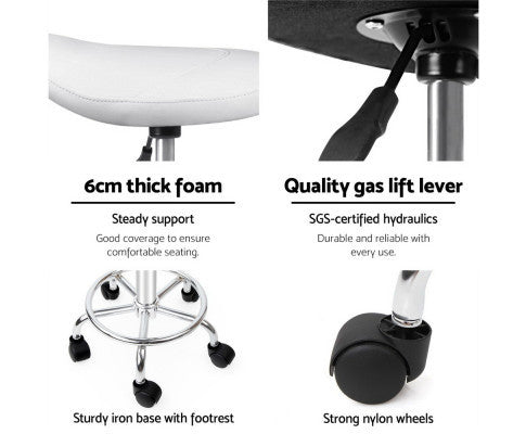 ANDERSEN PU LEATHER SWIVEL SALON STOOL - WHITE