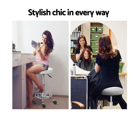 CALLAHAN PU LEATHER SWIVEL SALON STOOL - WHITE