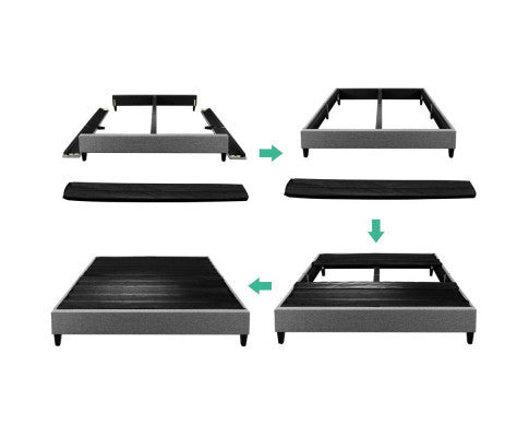 DOUBLE FRAISER FABRIC BED BASE FRAME ONLY - GREY