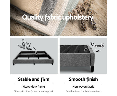 DOUBLE FRAISER FABRIC BED BASE FRAME ONLY - GREY