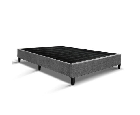 KING FRAISER LINEN FABRIC BED BASE FRAME - GREY