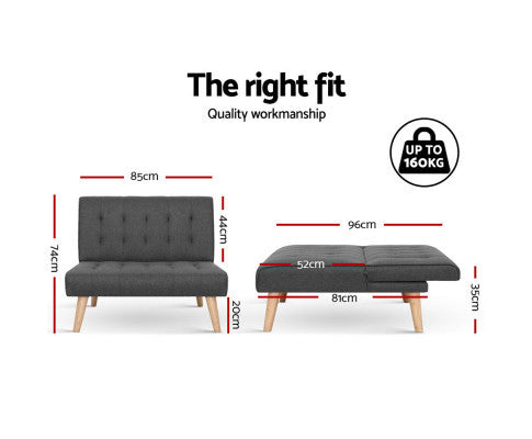 CENTELLA FABRIC SINGLE SEATER RECLINER SOFA - DARK GREY