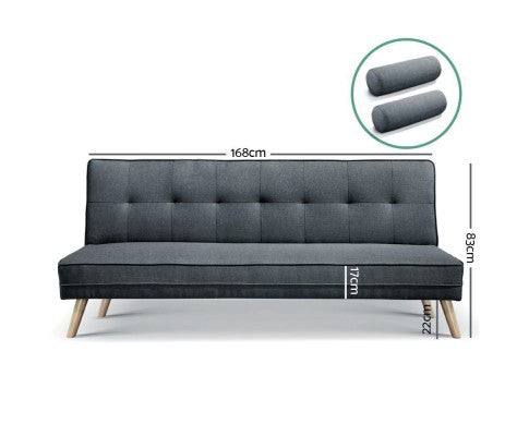 ARTISS 3 SEATER FABRIC SOFA - CHARCOAL