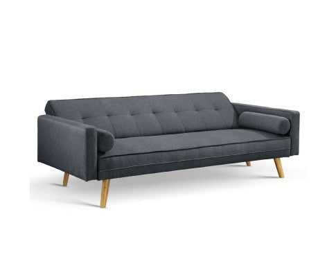 ARTISS 3 SEATER FABRIC SOFA - CHARCOAL