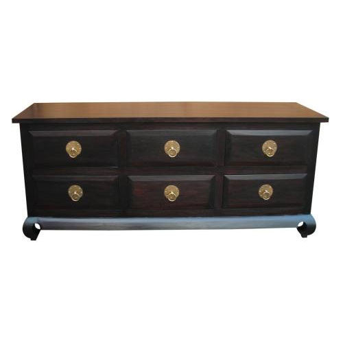 SEOUL 6 DRAWER LOWBOY WITH RING HANDLE - 1800(W) x 520(D) - MAHOGANY OR CHOCOLATE